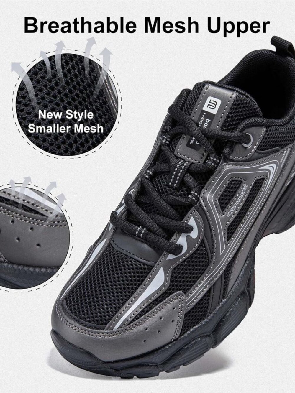 Women's Black Chunky Fashion Sneakers Casual Sports Shoes Mesh Athletic - Picture 3 of 6